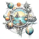 infinite parallel universes and how you can't waste this life but you'll meet again with your loved ones. enjoy life tattoo design idea