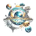 infinite parallel universes and how you can't waste this life but you'll meet again with your loved ones. enjoy life tattoo design idea