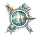 infinite parallel universes and how you can't waste this life but you'll meet again with your loved ones.  dimensions tattoo design idea