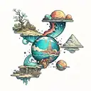 infinite parallel universes and how you can't waste this life but you'll meet again with your loved ones.  dimensions tattoo design idea