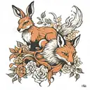 hare and fox tattoo design idea