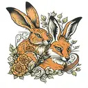 hare and fox tattoo design idea