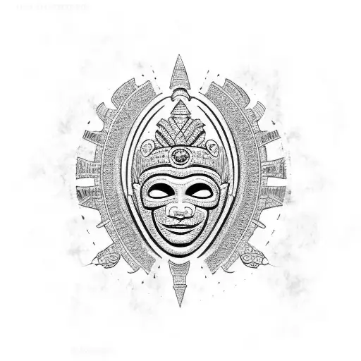 mayas mask tattoo design idea