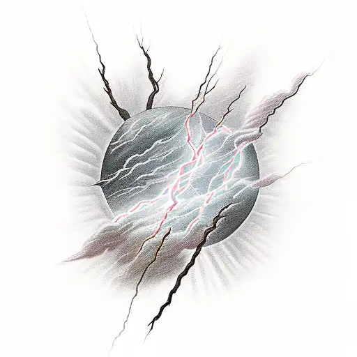 A creative fusion of a lightning storm and biblical imagery, symbolizing the power and inspiration found in both sources tattoo design idea