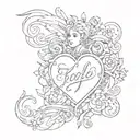 heart scroll across name Kaylee  tattoo design idea