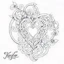 heart scroll across name Kaylee  tattoo design idea