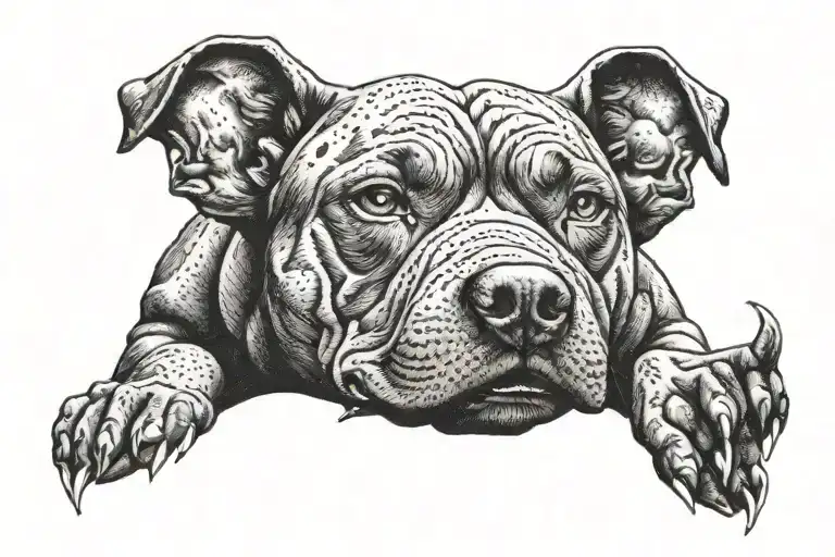 devil pitbull dog tattoo design idea