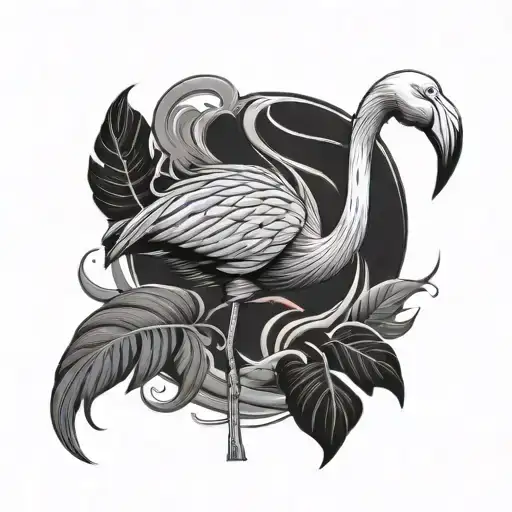 evil Flamingo standing on one tattoo design idea
