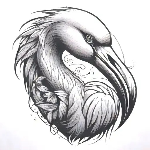 evil flamingo tattoo design idea