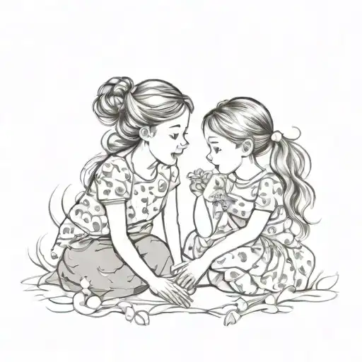 mother daughter tattoo design idea