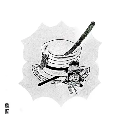 zoro katanas and luffy hat tattoo design idea