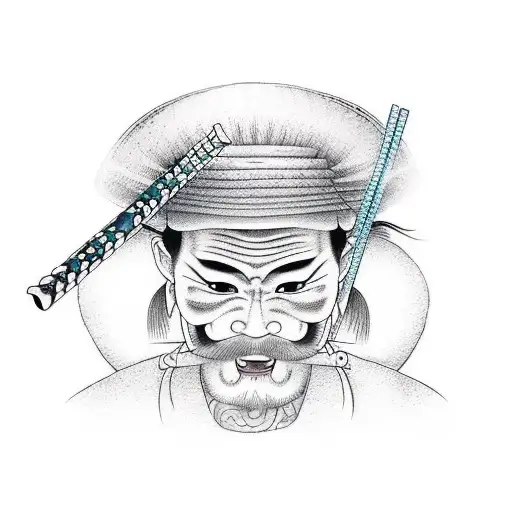 three katanas and a straw hat tattoo design idea