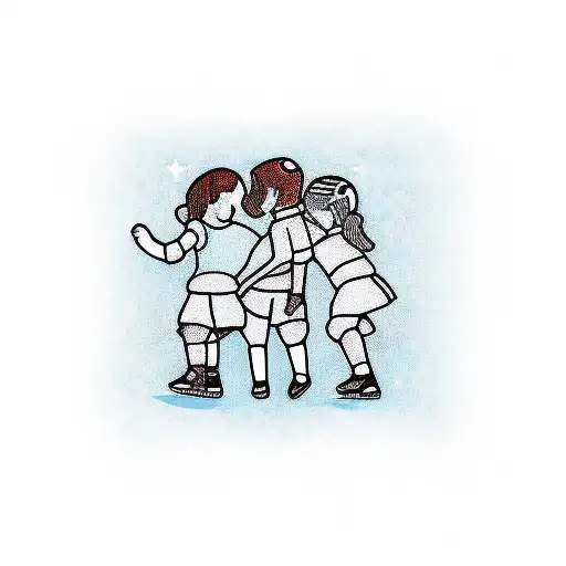 2 girls 1 boy (my kids) their initials are AAA, soccer, Catholic, Salvadoran tattoo design idea