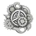 Sobriety symbol integrated into a mechanical gear design tattoo design idea