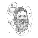 Dwarven Woman with beard flexing her bicep tattoo design idea