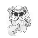 Dwarven Woman with beard flexing her bicep tattoo design idea