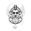 Dwarven Woman with beard flexing her bicep tattoo design idea