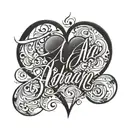 A stylized script of the name 'Adnan' intertwined with a delicate heart tattoo design idea