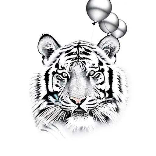 tiger holding a balloon  tattoo design idea