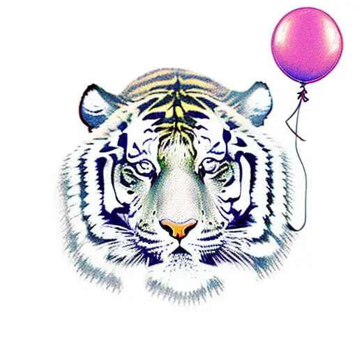 tiger holding a balloon  tattoo design idea