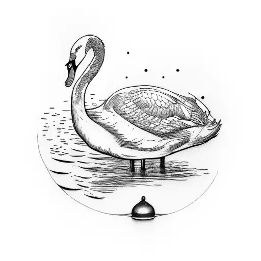 swan with spoon tattoo design idea