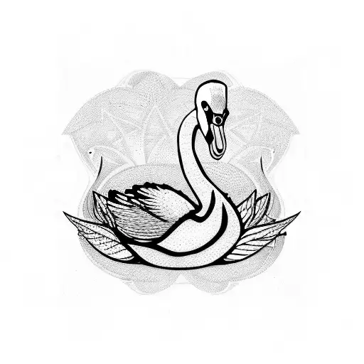 swan and spoon tattoo design idea