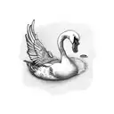 swan with spoon tattoo design idea