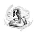 swan with spoon tattoo design idea