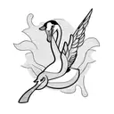 swan and spoon tattoo design idea
