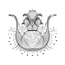 swan and spoon tattoo design idea