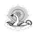 swan and spoon tattoo design idea