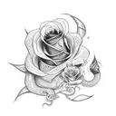 snake with roses tattoo design idea