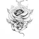 snake with roses tattoo design idea