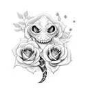 snake with roses tattoo design idea