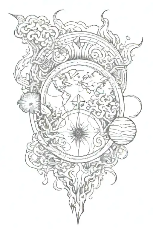 three elements: fire, air, earth  tattoo design idea