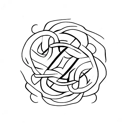  number 7 intertwined with a yin yang symbol tattoo design idea