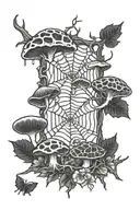 spider web and mushrooms  tattoo design idea