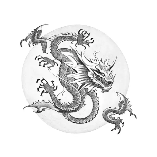 dragon body curling along an arc tattoo design idea