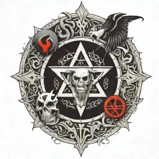 satan, Helheim, Asgard, Bifrost, Valhalla, Nordic runes, and the 7 tenets of the satanic temple tattoo design idea
