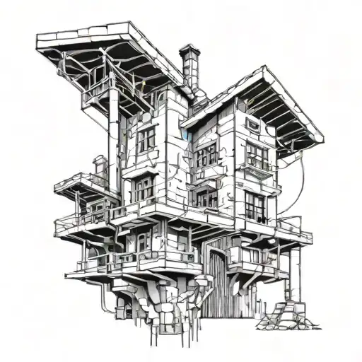 architecture oldschool grafik underground   tattoo design idea