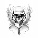 skull wings tattoo design idea