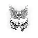 skull wings roses karma tattoo design idea