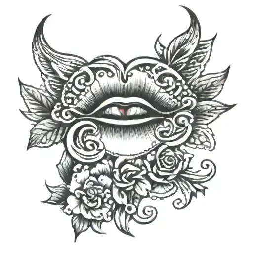 write "nuni banuni" on the lips tattoo design idea