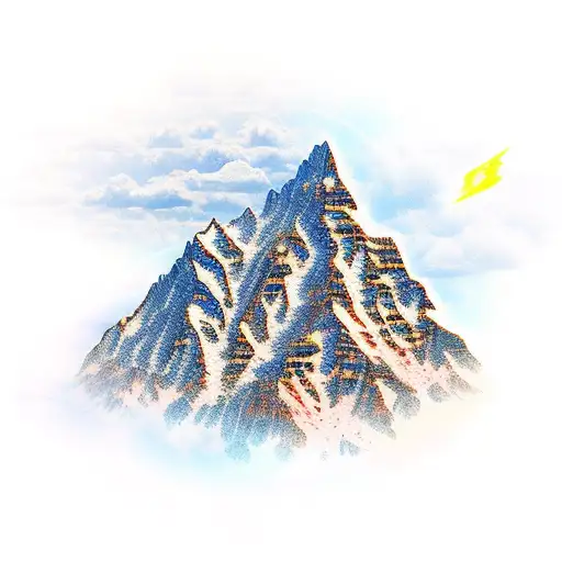 lone peak mountain with letters "BMF" tattoo design idea