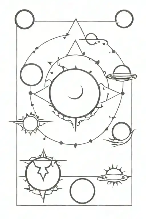 Total solar eclipse ring of fire and phases forming tattoo design idea