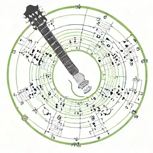 circle of fifths stilish guitar tattoo design idea