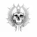 indian skull evil tattoo design idea