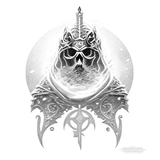 The Lich King in snow background with sindragoza tattoo design idea