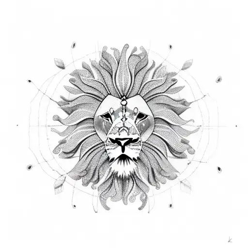 Afro goddess lion tattoo design idea