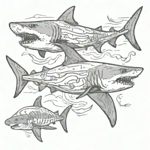 anatomical shark swimming tattoo design idea